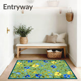 Wildflower Bath Mat with Floral Design(Green)