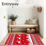 Festive Elk Toboggan Holiday Semicircle Welcome Entrance(Red)