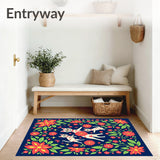 Calavera Whiskers Blossom Festivity Semicircle Doormat(Blue)