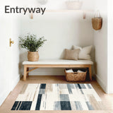 Elegant Faded Stripe Area Runner With Muted Beige and Slate Abstract Lines(Gray)