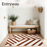 Abstract Chevron with Interlocking Stripes and Dynamic Angles(Brown)