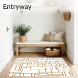 Asymmetrical Maze Labyrinth Contemporary Easy Clean(Brown)