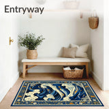 Beige Blue Ocean Wave Area(Blue)