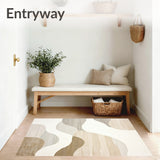 Abstract Waves Area Neutral Tone Indoor Floor(Beige)