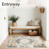 Elegant Beige and Grey with Faded Eastern Style Medallion Floral(Beige)