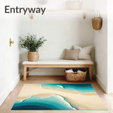 Beige Teal Beach Theme Coastal Ocean Indoor Deck(Beige)