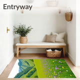 Pastoral Meadow Wildflower Harvest Valley Tranquil Scenic Landscape(Green)