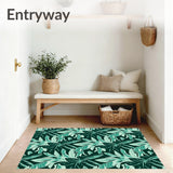 Botanical Leaf Print Fuzzy Floor with Nature Inspired Details (Green) - ODIKA