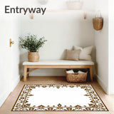 Easy Care Traditional Paisley Motif Floor Covering with Ethnic Details(Brown)