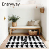 Enchanted Script Harvest Doormat Checkered Autumn Entrance(Black)