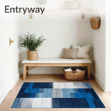 Elegant Geometric Area Featuring Deep Blue and Silver Accents(Blue)