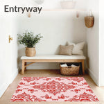 Vintage Damask Arrangement with Subtle Ornate Leaf Motifs and Artistic Fading (Pink) - ODIKA