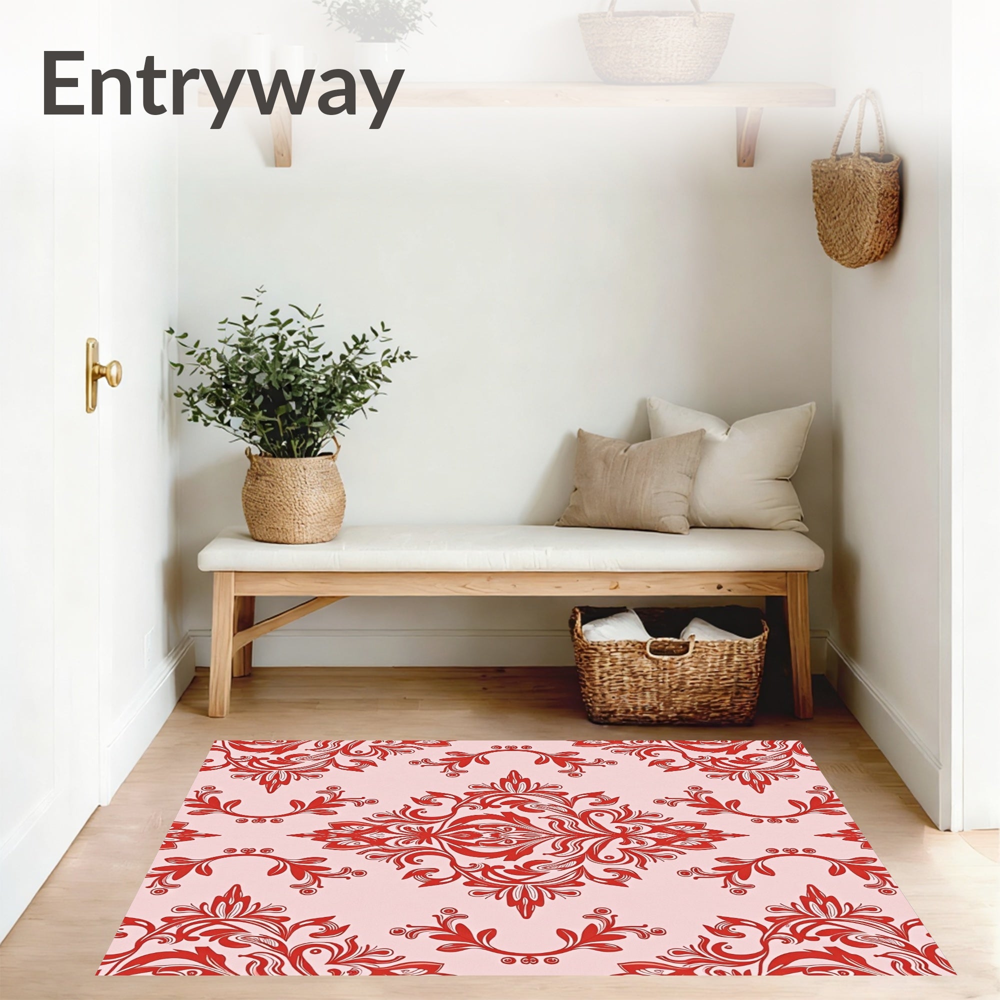 Vintage Damask Arrangement with Subtle Ornate Leaf Motifs and Artistic Fading (Pink) - ODIKA