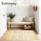 Abstract Floral Beige Yellow Area for Entryway(Yellow)