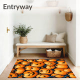Autumn Harvest Pumpkin and Twisted Vine Rug with Spooky Halloween Gothic Flair(Orange)