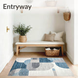 Contemporary Area Rug Abstract Blue & Grey(Gray)