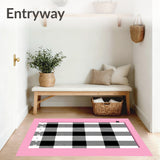 Classic Buffalo Check Interlocking with Vintage Farmhouse Motifs (Black)