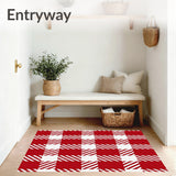 Gingham Patchwork with Holiday Stripe Motifs(Red)