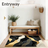 Modern Abstract Black and Gold with Fluid Geometric Swirls Accents(Black)