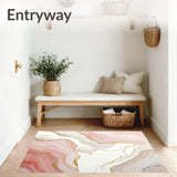 Contemporary Pink and Ivory Area Featuring Fluid Marble Veining(Pink)
