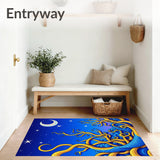 Celestial Marine Reptile and Mermaid Nightscape Illustration(Blue)