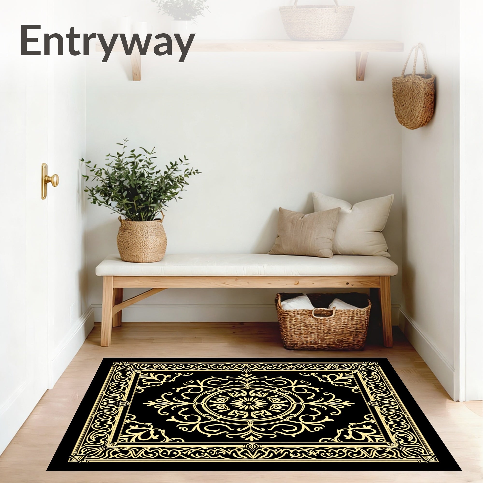 Ornate Medallion Scrollwork with Flourished Filigree Design (Black) - ODIKA