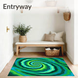 Swirling Vortex Spiral Waves Artistic Expression Indoor Floor Covering (Green)