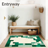 Elegant Green Beige Mosaic Inspired Indoor with Angular Motifs(Green)