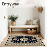 Tile Inspired Low Pile Easy Clean Traditional Design (Blue)