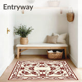 Vintage Oushak Motif Featuring Stylized Leaves and Ornate Botanical Swirls(Brown)