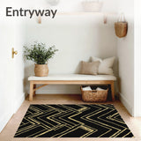 Chevron Herringbone Zigzag Modern Stylish Accent(Black)