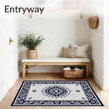 Elegant Bordered Medallion Interlocking Symmetrical Contemporary Motif (Gray)