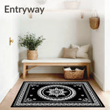 Medallion Interlocking Floral Motifs Contemporary Design (Black)