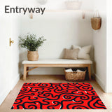 Abstract Swirl Mosaic with Bold Contrasting Brushstroke Details (Red)