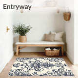 Elegant Floral Damask Symmetrical Jacquard Distressed (Ivory) - ODIKA