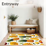Tropical Fruit Fusion Area Rug Colorful Pineapple & Mango Print Carpet(Yellow)