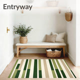 Terrace Collection Striped Weatherproof Area Beige Forest Green(Green)