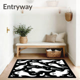 Horror Themed Bath Mat Ghostly Halloween Design(White)