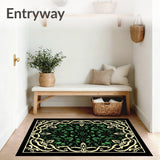 Meadow Fern Interlocking Leaf Motif with Subtle Gold Filigree Details (Black)