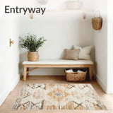 Boho Accent Non Slip Backing Distressed Geometric(Beige)