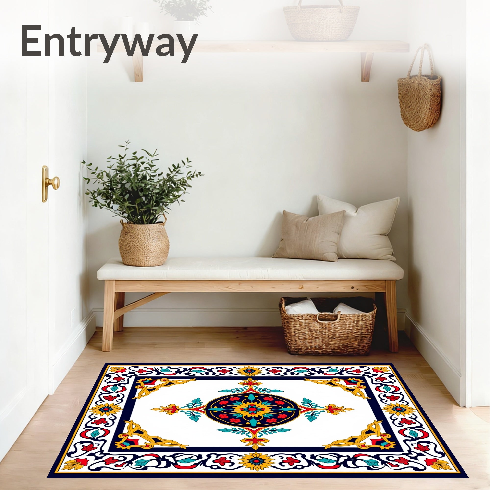 Rosa Garden Interlocking Botanical Medallion with Vintage Motifs (Yellow) - ODIKA