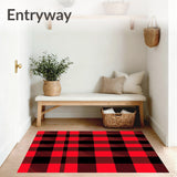 Holiday Checkered Entry with Festive Cabin Squares(Red)