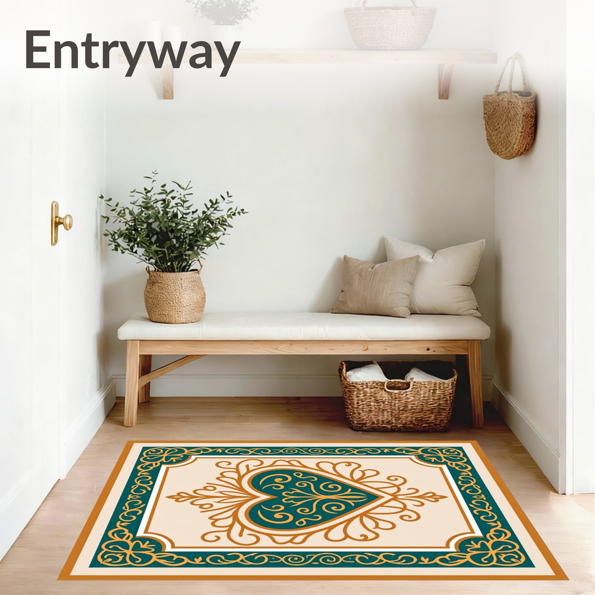 Motif with Radiant Swirl and Elegant Border Design (Beige) - ODIKA