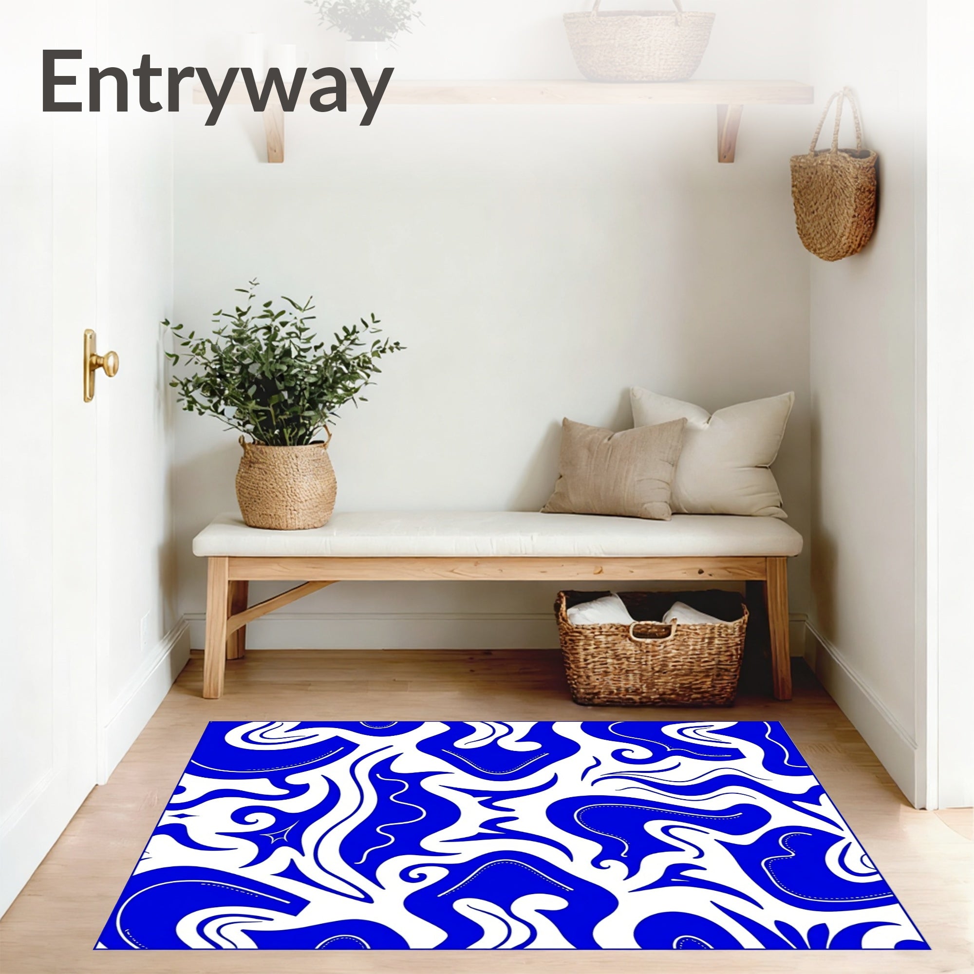 Swirling Tie Dye with Indigo and Sapphire Hues Abstract Fluid Design (Blue) - ODIKA