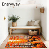 Autumn Birch Forest Elk Herd Non Slip Hallway Floor(Orange)