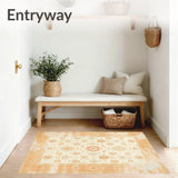 Cottage Charm with Faded Ornamental and Diamond Motifs(Beige)