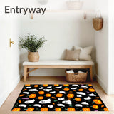 Spooky Ghost & Pumpkin Patch Area Rug Non Slip Carpet for Entryway Decor(Black)