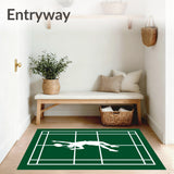 Badminton Jump Smash Player Silhouette Court(Green)