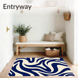 Modern Wavy Interlocking Motif with Bold Curves and Abstract Layers(Blue)