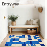 Geometric Blue Beige Area for(Blue)